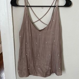 Brown and Pearl Dressy Tank Top